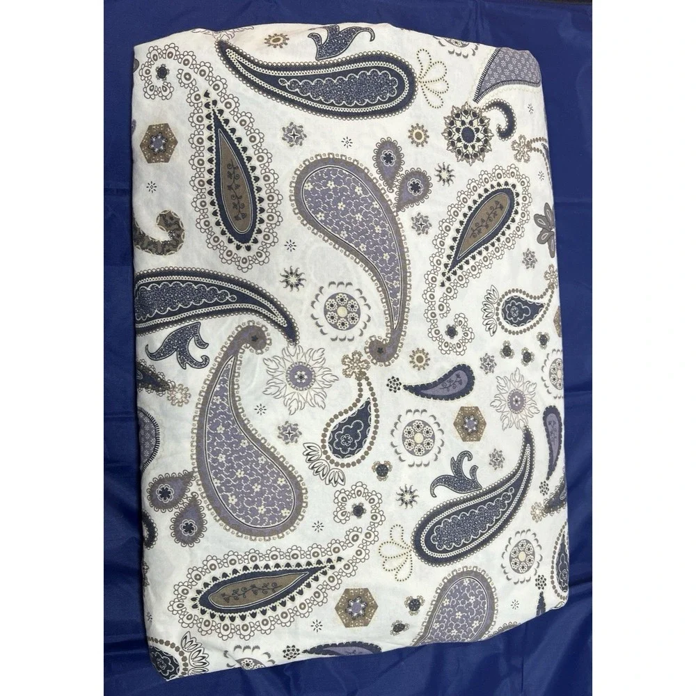 IKEA Sotblomster Paisley Medallion Duvet Cover Full Size White Blue Tan 82 X 82